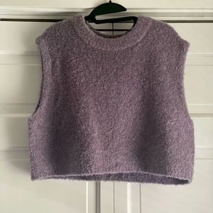 Free People Fuzzy Lavender Cropped Sweater Vest